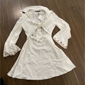 Zara beets embedded open, tied linen dress